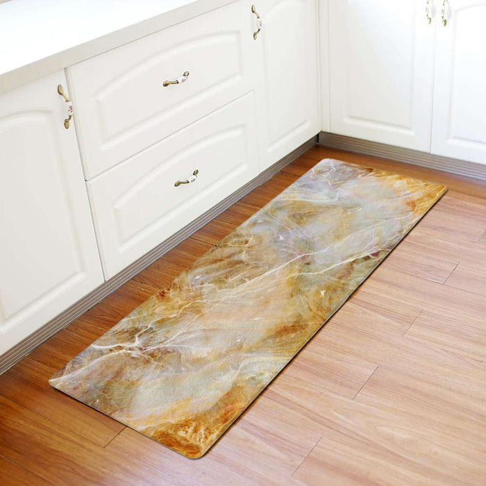 Marble yellow pattern ripple Leather Doormat - LeobonZone