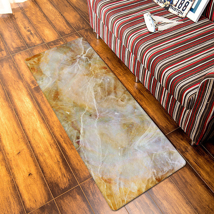 Marble yellow pattern ripple Leather Doormat - LeobonZone