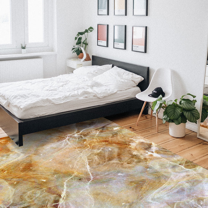 Marble yellow pattern ripple Right Angle Felt Rugs - LeobonZone