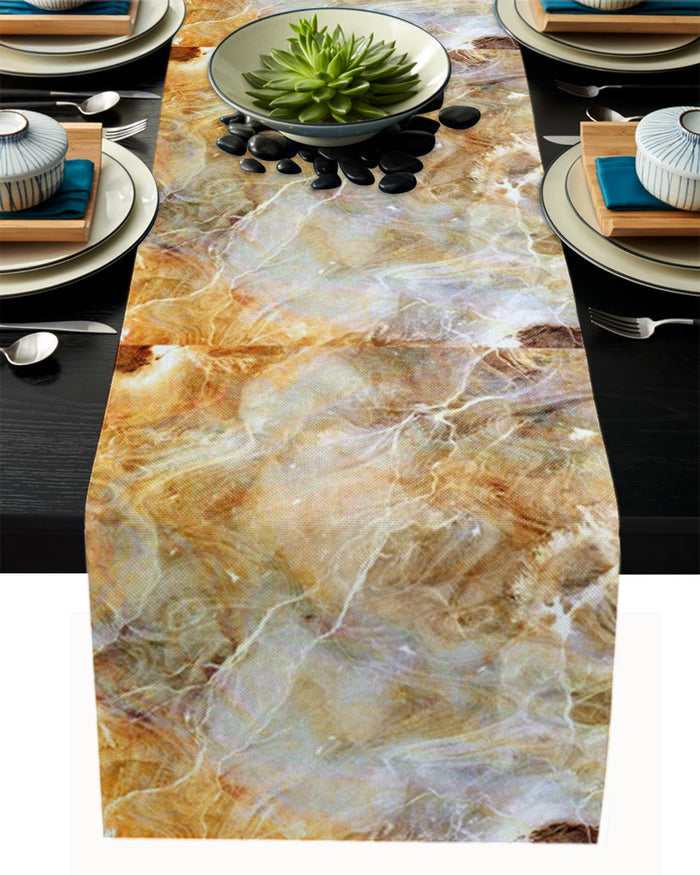 Marble yellow pattern ripple Table Runner Place Mats - LeobonZone