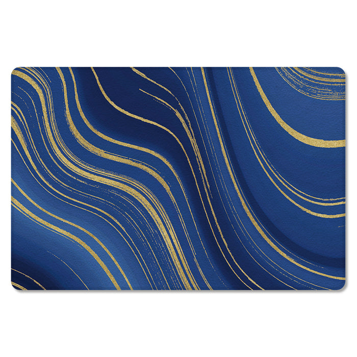 Marbling Abstract blue background Leather Doormat - LeobonZone