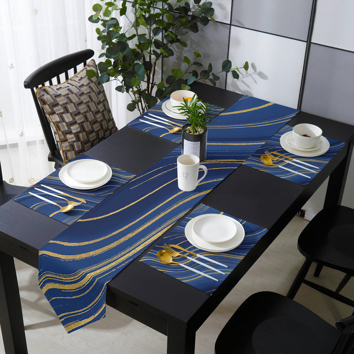 Marbling Abstract blue background Table Flag And Table Mat Suit Sharp angle - LeobonZone