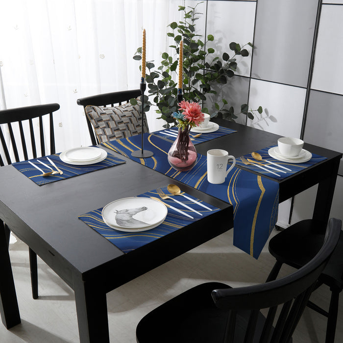 Marbling Abstract blue background Table Flag And Table Mat Suit Sharp angle - LeobonZone