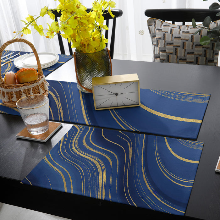 Marbling Abstract blue background Table Flag And Table Mat Suit - LeobonZone