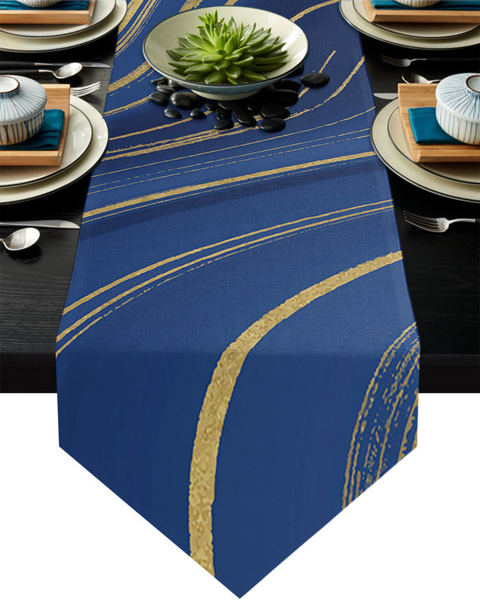 Marbling Abstract blue background Table Runner Place Mats Sharp Angle - LeobonZone