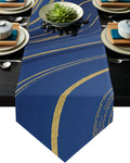 Marbling Abstract blue background Table Runner Place Mats Sharp Angle - LeobonZone