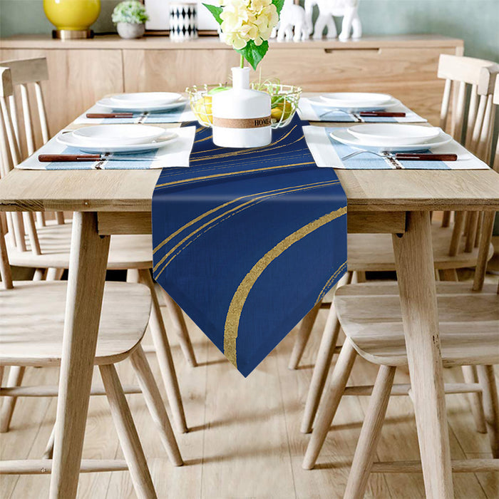 Marbling Abstract blue background Table Runner Place Mats Sharp Angle - LeobonZone