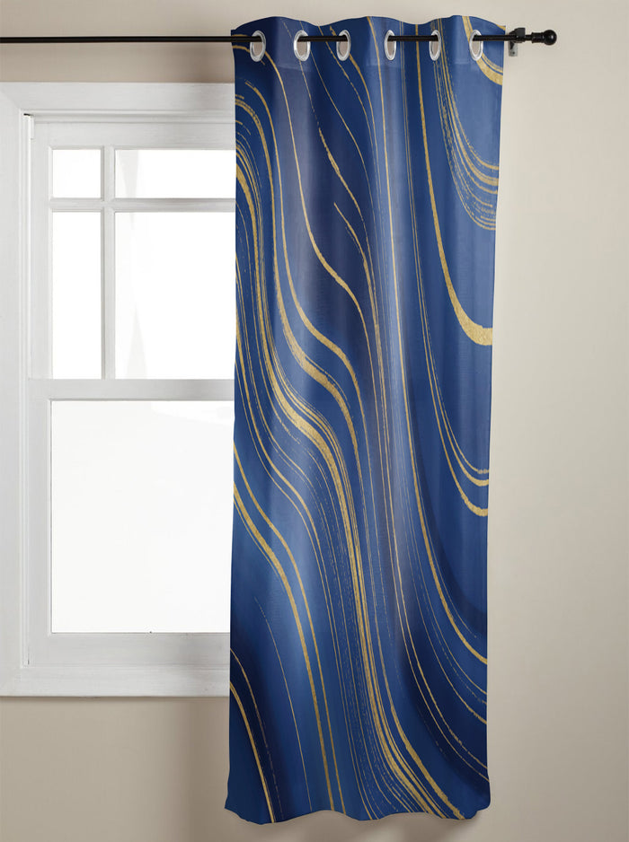 Marbling Abstract blue background window curtains - LeobonZone