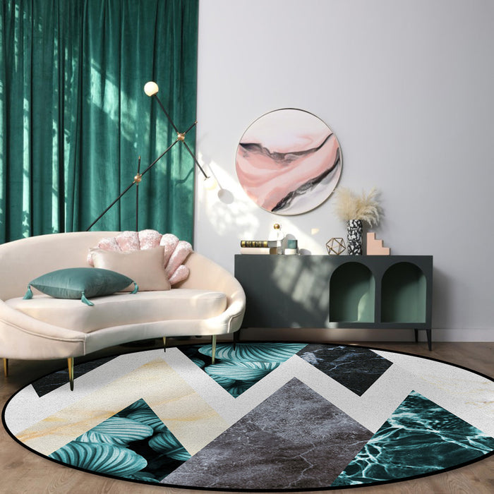 Marbling texture of tropical plants and water Circular Felt Rugs - LeobonZone