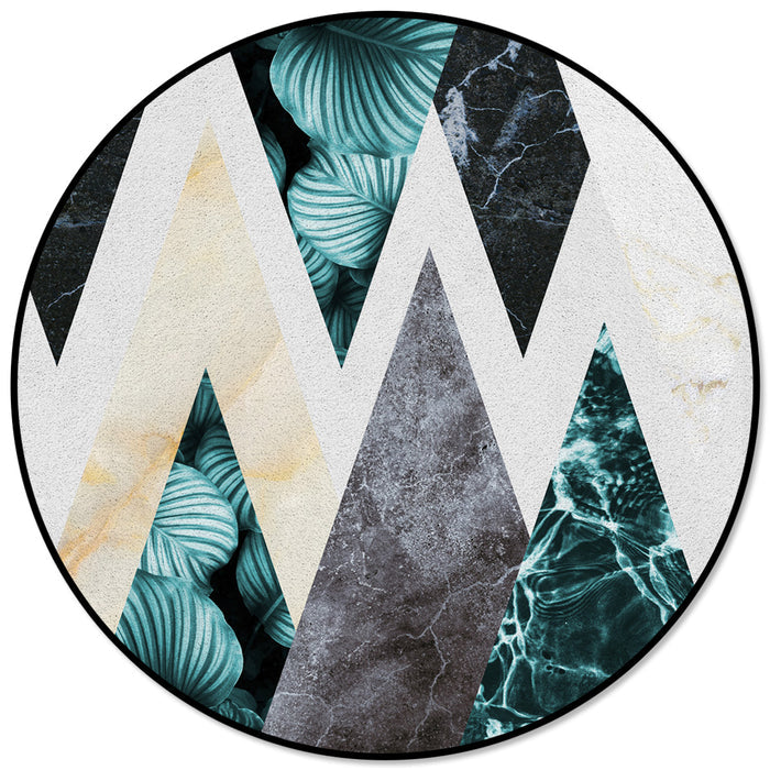 Marbling texture of tropical plants and water Circular Felt Rugs - LeobonZone