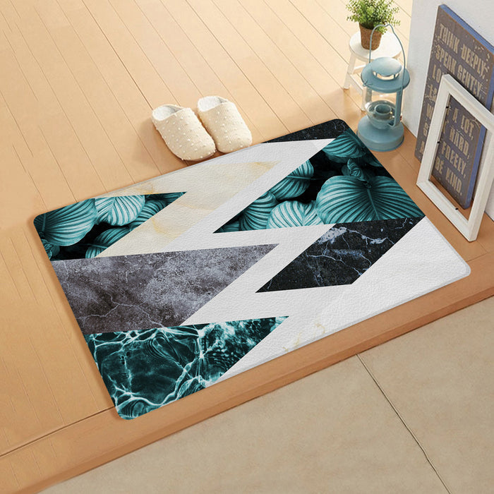 Marbling texture of tropical plants and water Leather Doormat - LeobonZone