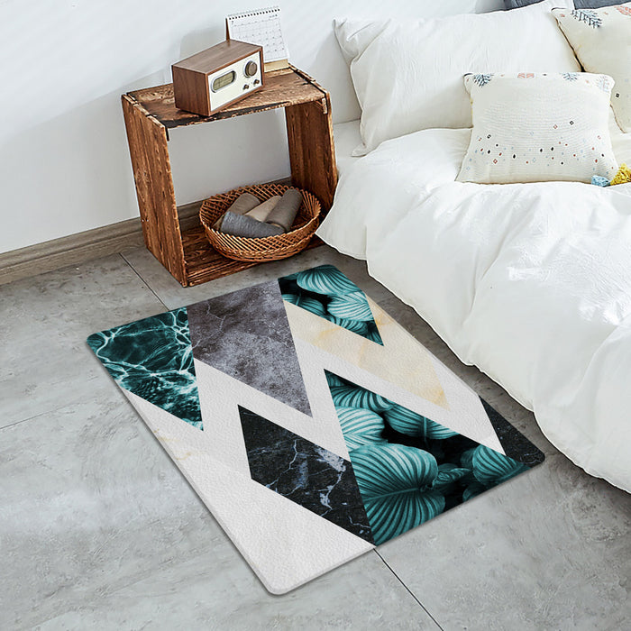 Marbling texture of tropical plants and water Leather Doormat - LeobonZone