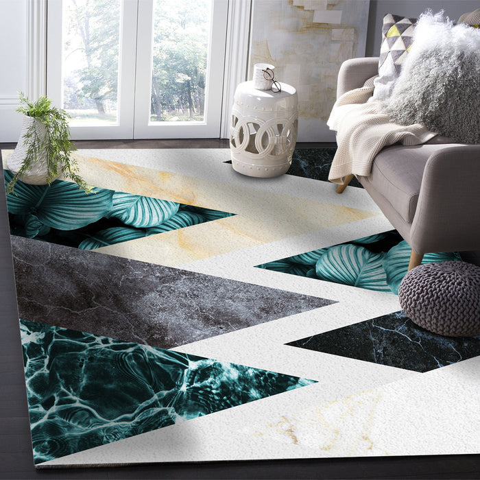 Marbling texture of tropical plants and water Right Angle Felt Rugs - LeobonZone