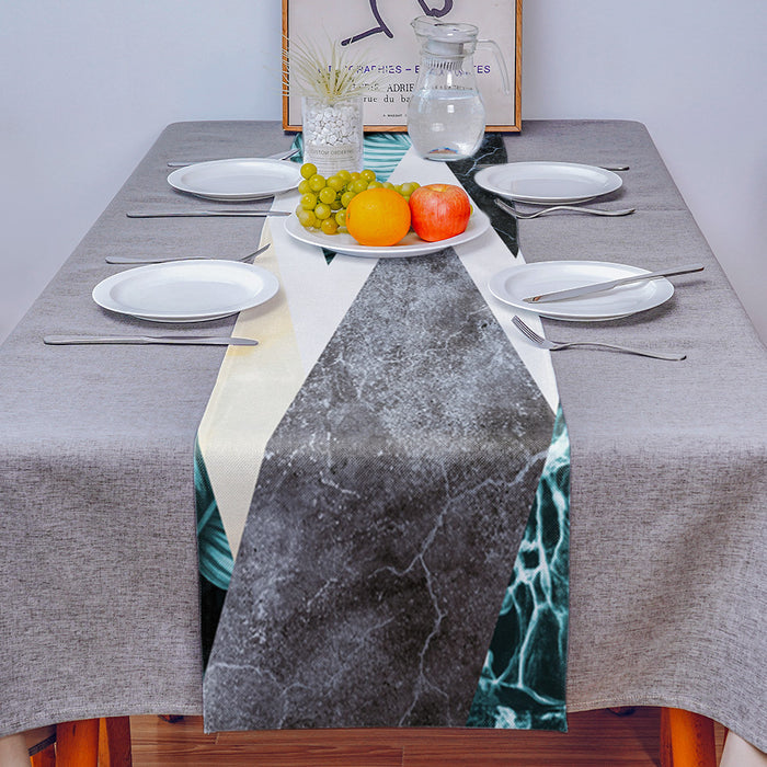 Marbling texture of tropical plants and water Table Runner Place Mats - LeobonZone