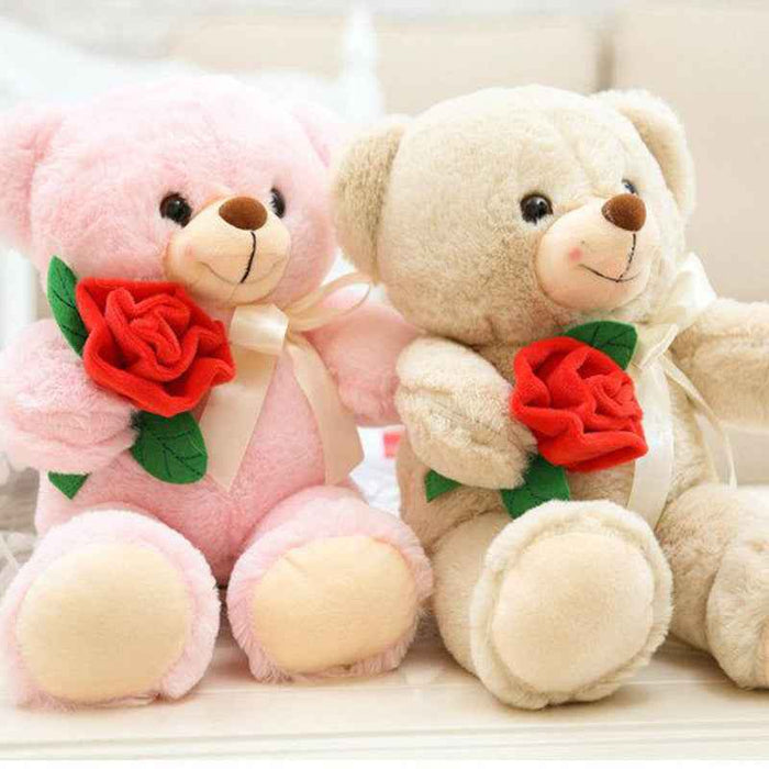 Mini Teddy Bear with Flowers – Cute Romantic Gift for Girlfriend