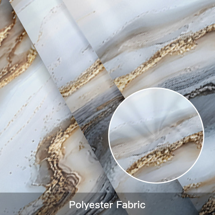Modern White Gold Kitchen Window Valance Curtain, Abstract Geometric Marble Printed Rod Pocket Light Filtering Window Topper, 54 x 18 Inch, 1 Panel
