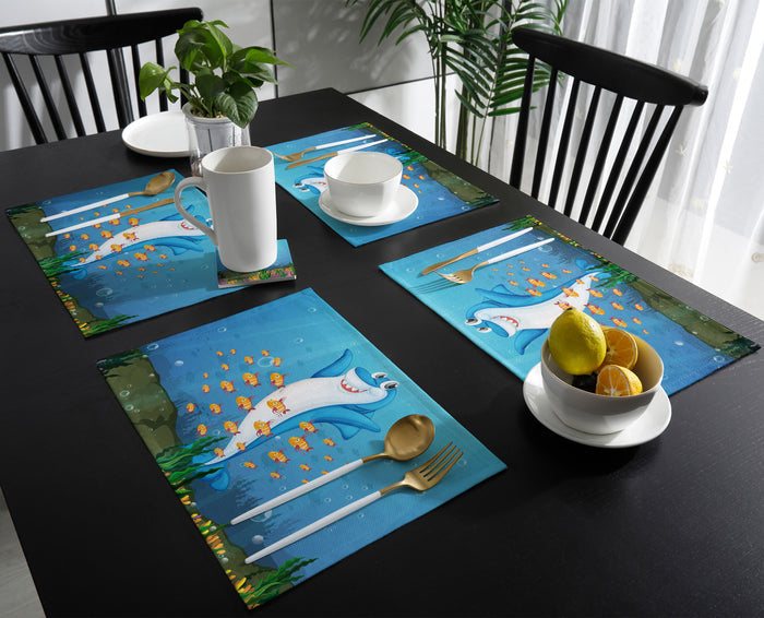 Ocean cartoon fish Personalized Table Placemats - LeobonZone