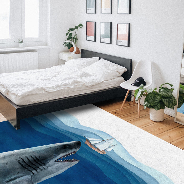Ocean shark Right Angle Felt Rugs - LeobonZone