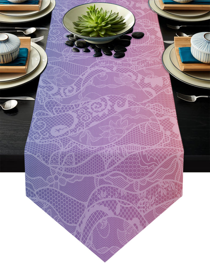 Orange Gradual Lace Sharp Angle Rectangle Tablecloth - LeobonZone