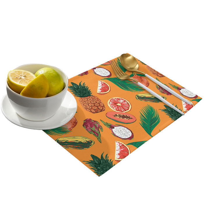 Orange Tropical fruits in summer Personalized Table Placemats - LeobonZone