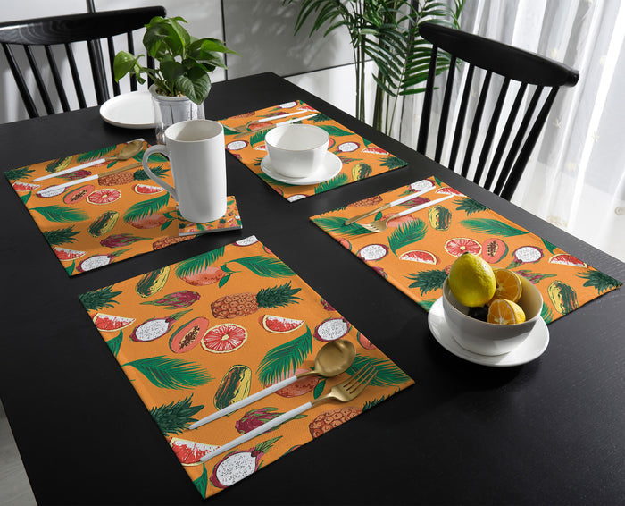 Orange Tropical fruits in summer Personalized Table Placemats - LeobonZone