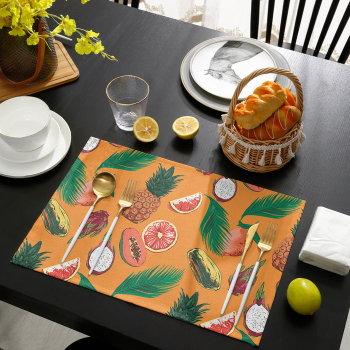 Orange Tropical fruits in summer Personalized Table Placemats - LeobonZone
