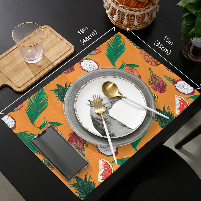 Orange Tropical fruits in summer Personalized Table Placemats - LeobonZone