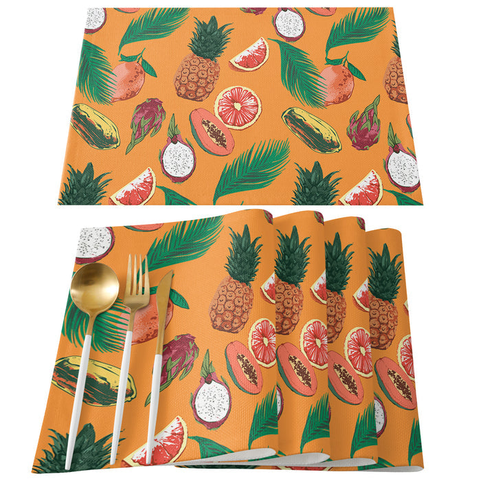 Orange Tropical fruits in summer Personalized Table Placemats - LeobonZone