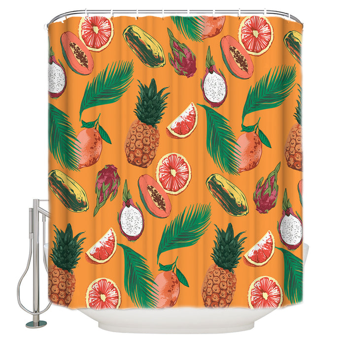 Orange Tropical fruits in summer DURABLE SHOWER CURTAIN - LeobonZone