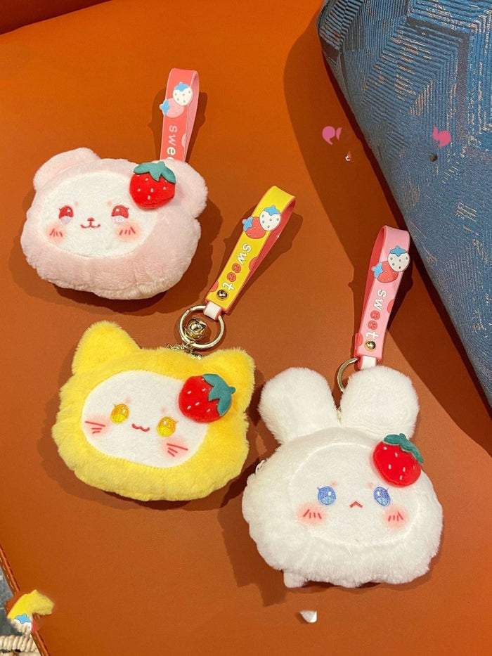 Peachy Kawaii Bunny Plushie Keychain+ Coin Purse | Lil beans Keychain - Goodlifebean Keychains