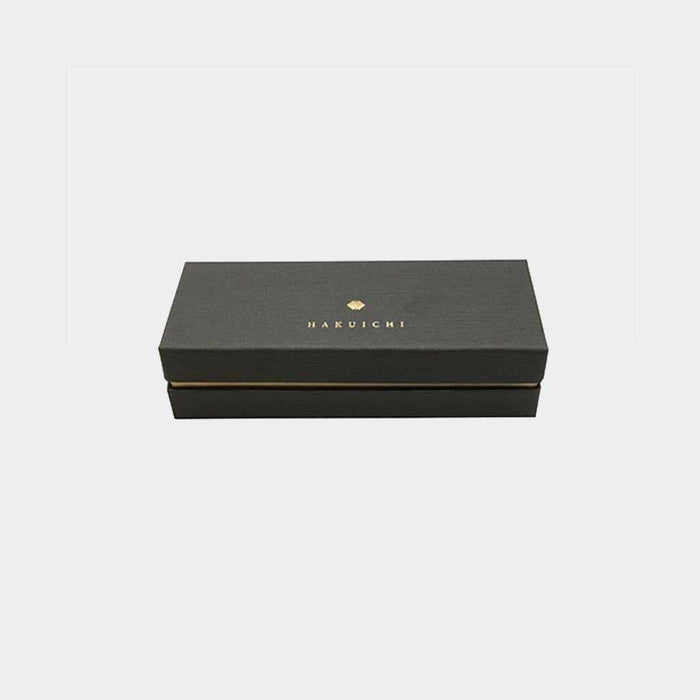 Black gift box with gold Hakuichi branding logo on studio white background