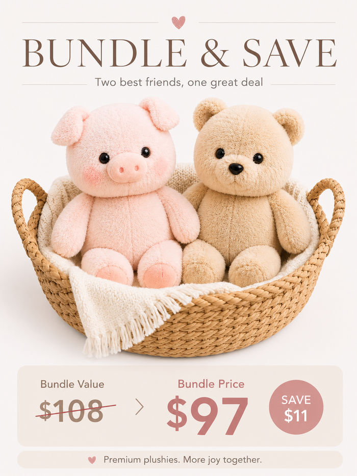 Piggy & Teddy Running Plushie Duo