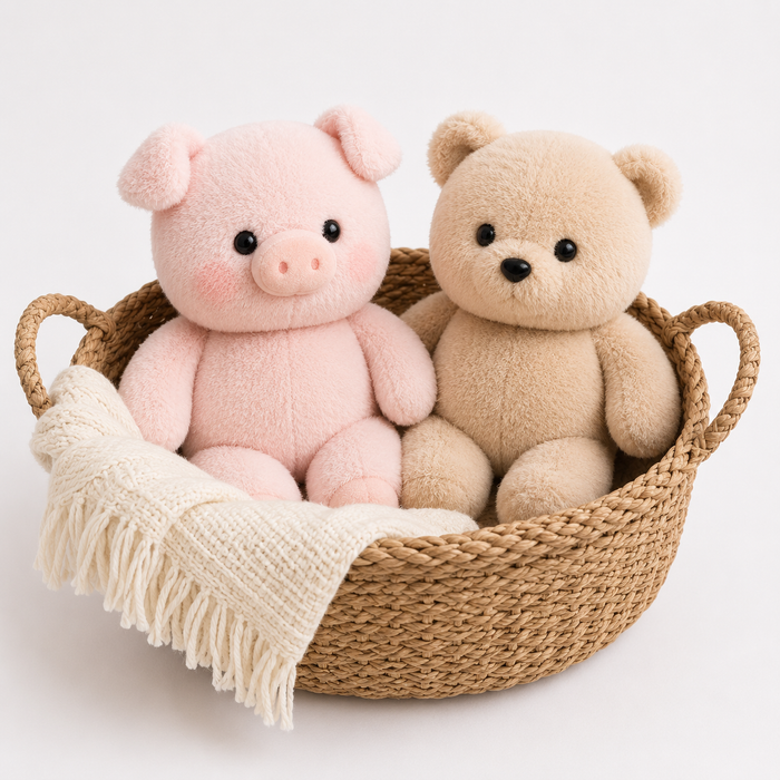 Piggy & Teddy Running Plushie Duo