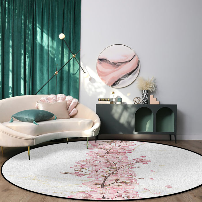 Pink Cherry marble texture Circular Felt Rugs - LeobonZone