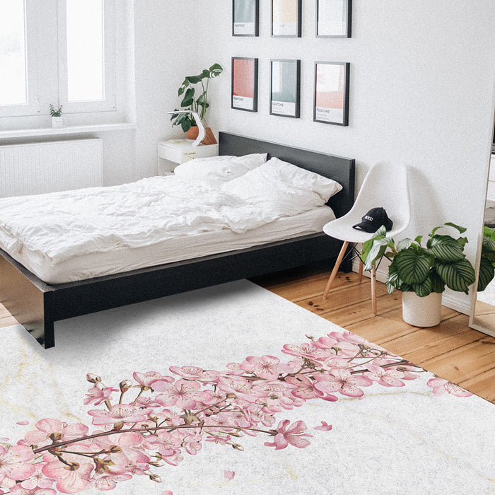 Pink Cherry marble texture Right Angle Felt Rugs - LeobonZone