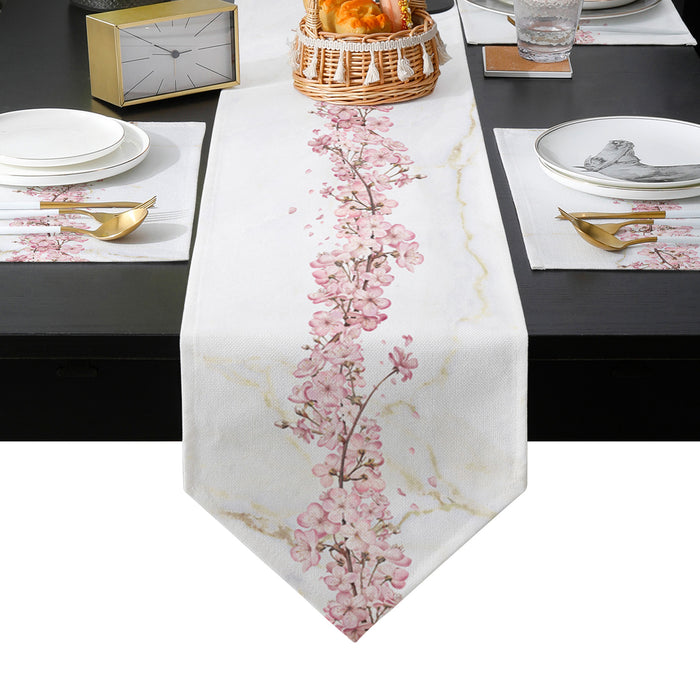 Pink Cherry marble texture Table Flag And Table Mat Suit Sharp angle - LeobonZone