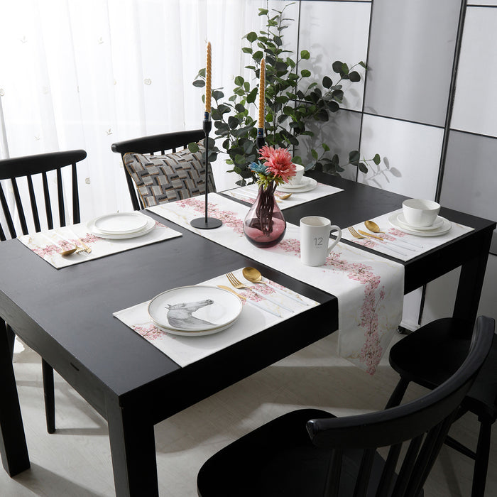 Pink Cherry marble texture Table Flag And Table Mat Suit Sharp angle - LeobonZone