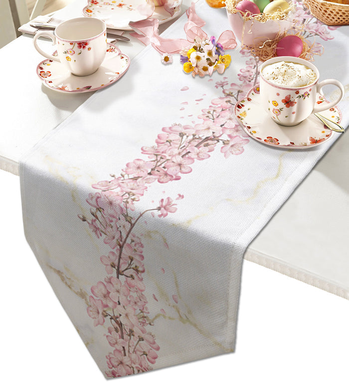 Pink Cherry marble texture Table Runner Place Mats Sharp Angle - LeobonZone