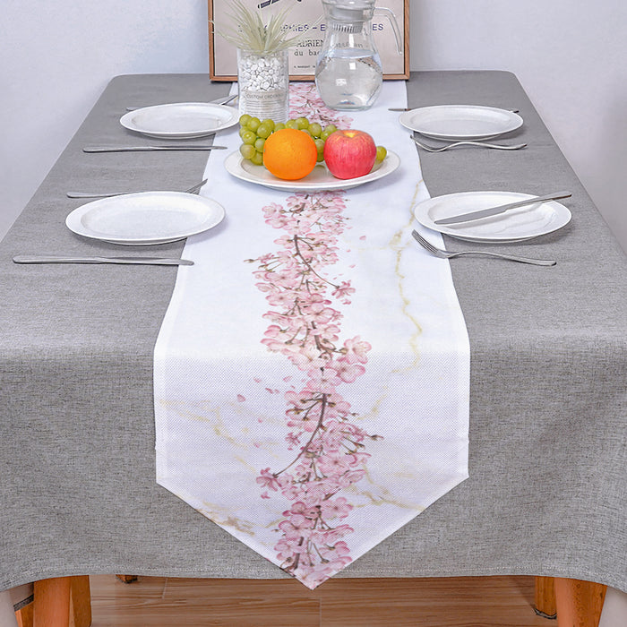 Pink Cherry marble texture Table Runner Place Mats Sharp Angle - LeobonZone