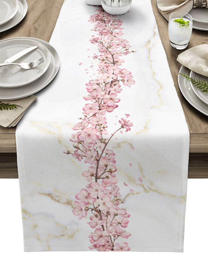 Pink Cherry marble texture Table Runner Place Mats - LeobonZone