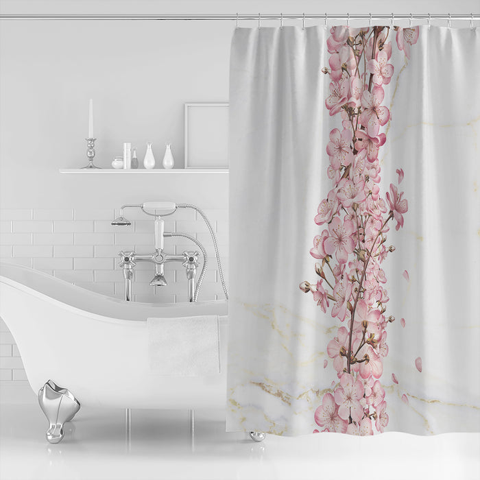 Pink Cherry marble texture Waterproof Durable Shower Curtain - LeobonZone