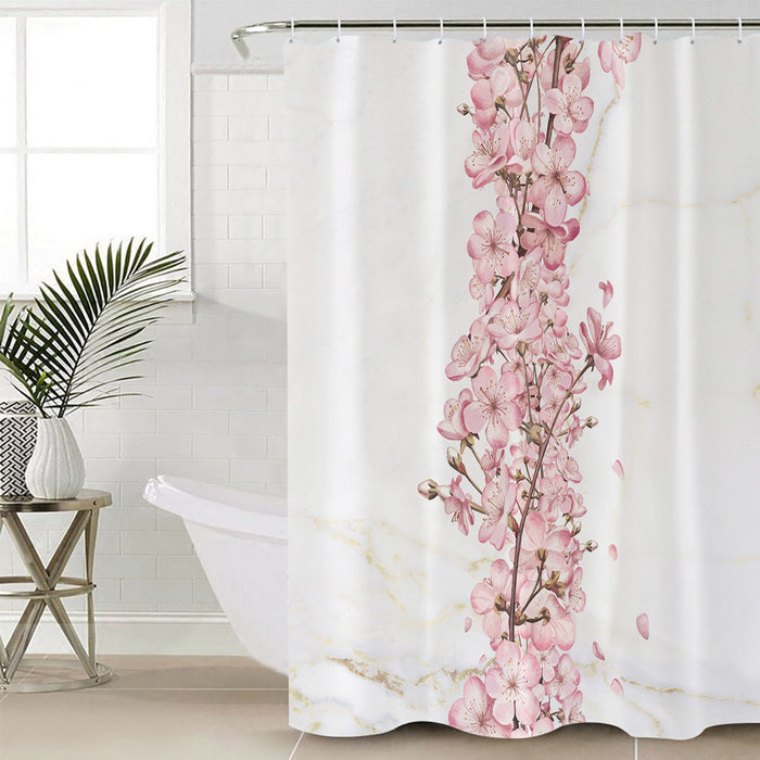 Pink Cherry marble texture Waterproof Durable Shower Curtain - LeobonZone