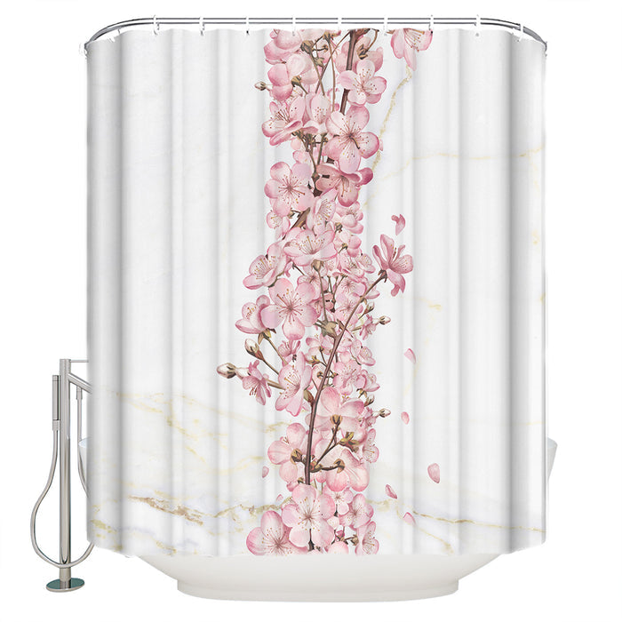 Pink Cherry marble texture Waterproof Durable Shower Curtain - LeobonZone
