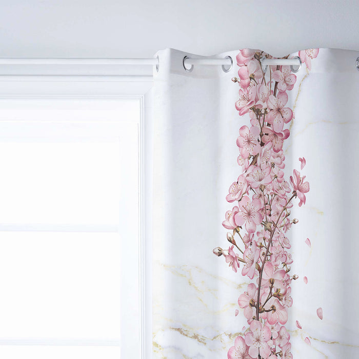Pink Cherry marble texture window curtains - LeobonZone