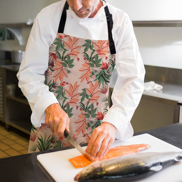 Pink Flowers Personalized Canvas Apron - LeobonZone