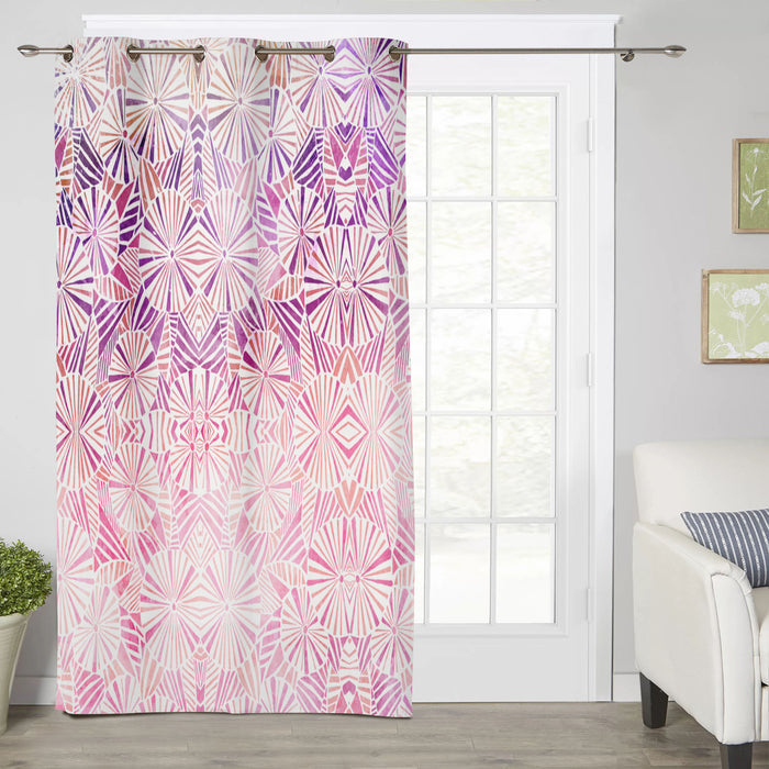 Pink Geometric Umbrella Blackout Window Curtains - LeobonZone