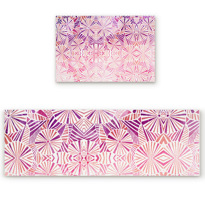 Pink Geometric Umbrella Right Angle Felt Doormat Two piece set - LeobonZone