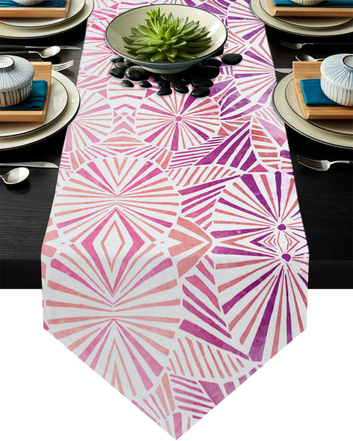 Pink Geometric Umbrella Table Runner Place Mats - LeobonZone