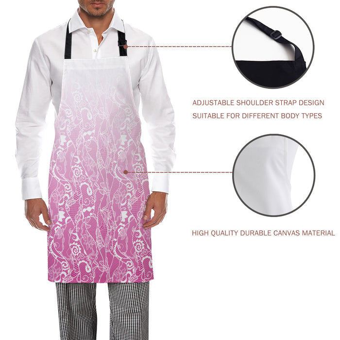 Pink Gradual Lace Personalized Canvas Apron - LeobonZone