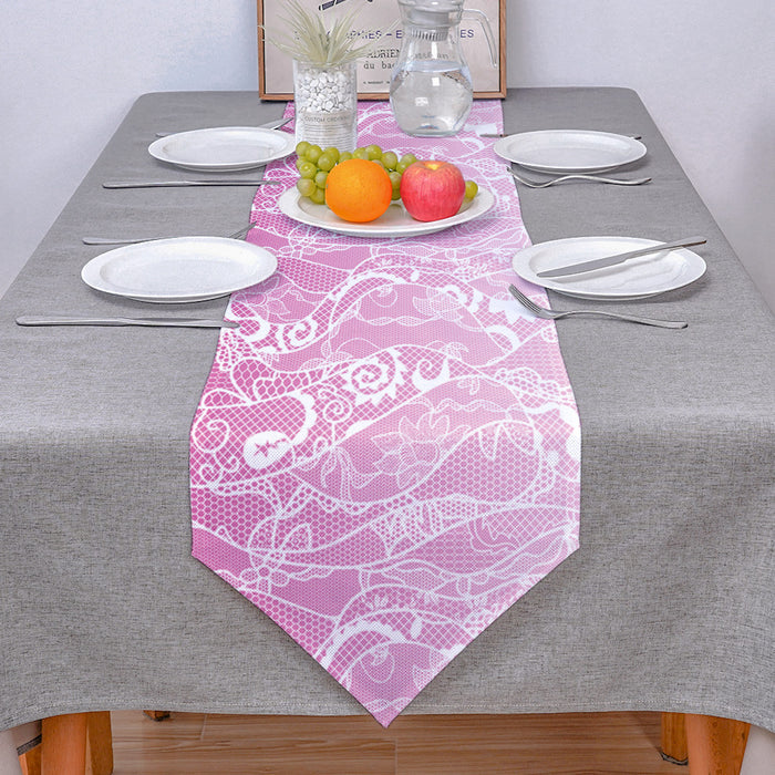 Pink Gradual Lace Sharp Angle Rectangle Tablecloth - LeobonZone